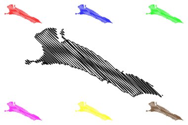 Mingachevir rezervuarı (Azerbaycan Cumhuriyeti, Kura Nehri) harita vektör çizimi, çizim Mingachevir haritası