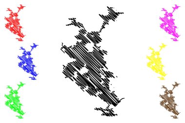 Pyaozero Gölü (Rusya, Rusya Federasyonu, Karelia Cumhuriyeti) harita vektör çizimi, çizim Pyaozero, Kundozero ve Tsipringa haritası