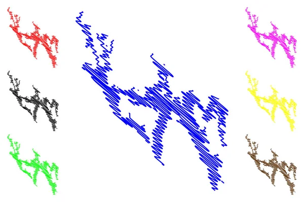 Sommen Gölü (İsveç Krallığı) harita vektör çizimi, çizim haritası