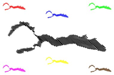 Lake Huechulafquen, Paimun and Epulafquen (South America, Argentine Republic, Argentina) map vector illustration, scribble sketch Lago map