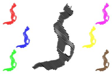 Lake Iseo (Italian Republic, Italy) map vector illustration, scribble sketch Sebino map