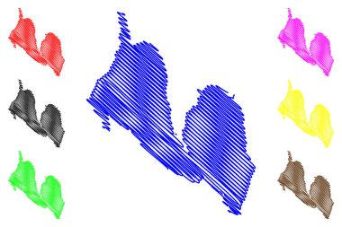 Lake Almanor Reservoir (United States of America, North America, us, usa, California) map vector illustration, scribble sketch Canyon Dam map
