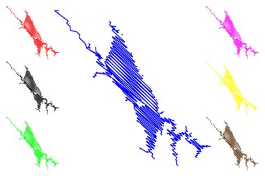 Lake Berryessa Reservoir (United States of America, North America, us, usa, California) map vector illustration, scribble sketch Monticello Dam map