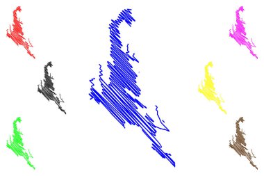 Lake of East Grand (Canada, United States, North America, us, part of the Chiputneticook Lakes) map vector illustration, scribble sketch Grand map