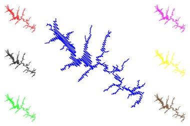 Lake Falls Reservoir (United States of America, North America, us, usa, North Carolina) map vector illustration, scribble sketch Falls Dam map