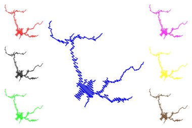 Lake Oroville Reservoir (United States of America, North America, us, usa, California) map vector illustration, scribble sketch Oroville Dam map