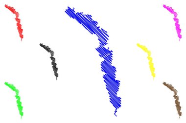 Lake Osoyoos (Canada, United States, North America, us) map vector illustration, scribble sketch Osoyoos map