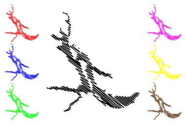 Lake Nahuel Huapi (South America, Argentine Republic, Argentina) map vector illustration, scribble sketch Lago Nahuel Huapi map