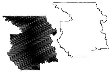 Bulkley-Nechako Bölgesel Bölgesi (Kanada, Britanya Kolumbiyası veya BC Eyaleti, Kuzey Amerika) harita vektör çizimi, karalama çizimi Bulkley Nechako veya RDBN haritası