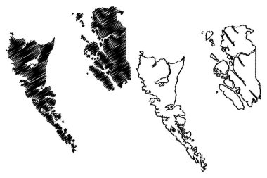 Kuzey Kıyısı Bölgesel Bölgesi (Kanada, Britanya Kolumbiyası veya BC Eyaleti, Kuzey Amerika) harita vektör çizimi, çizim Skeena Queen Charlotte Bölge haritası