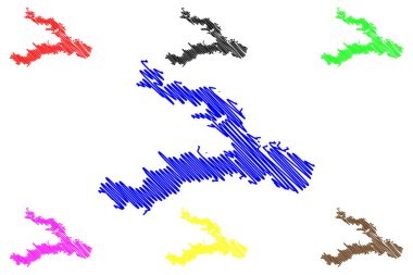 Lake Richland-Chambers Reservoir (United States of America, North America, us, usa, Texas) map vector illustration, scribble sketch Richland Chambers Dam map