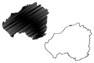 Braunau am Inn İlçesi (Avusturya Cumhuriyeti veya Osterreich, Yukarı Avusturya veya Obersterreich Eyaleti) harita vektör çizimi, karalama çizimi Bezirk Braunau am Inn haritası