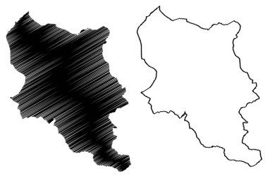 Dornbirn İlçesi (Avusturya Cumhuriyeti veya osterreich, Vorarlberg veya Vorarlbearg Eyaleti) harita vektör çizimi, karalama çizimi Bezirk Dornbirn haritası