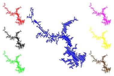 Lake Wappapello Reservoir (United States of America, North America, us, usa, Missouri) map vector illustration, scribble sketch Wappapello Dam map