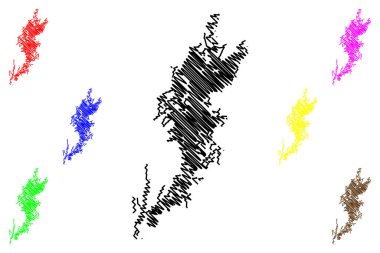 Lake Reindeer (Canada, North America) map vector illustration, scribble sketch map