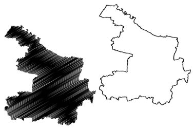 Hollabrunn ilçesi (Avusturya Cumhuriyeti veya osterreich, Aşağı Avusturya veya Niedersterreich devleti) harita vektör çizimi, çizim Bezirk Hollabrunn haritası
