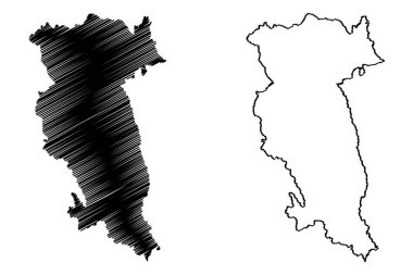 Hartberg-Furstenfeld ilçesi (Avusturya Cumhuriyeti veya osterreich, Styria, Steiermark veya tajerska devleti) harita vektör çizimi, karalama çizimi Bezirk Hartberg Frstenfeld haritası
