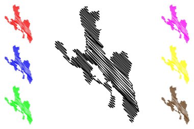 Lake Storsjoen (Kingdom of Norway) map vector illustration, scribble sketch Storsjoen map