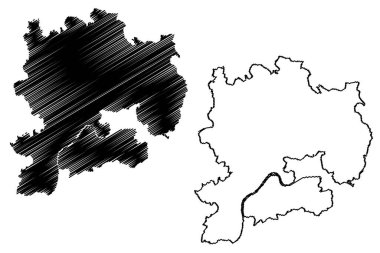 Krems-Land ilçesi (Avusturya Cumhuriyeti veya osterreich, Aşağı Avusturya veya Niedersterreich devleti) harita vektör çizimi, çizim Bezirk Krems arazi haritası