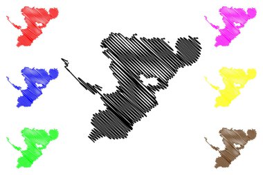 Lake Towuti (Republic of Indonesia, Sulawesi) map vector illustration, scribble sketch Danau Towuti map