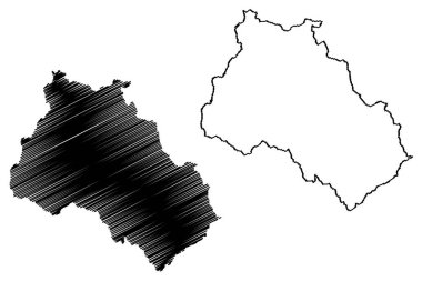 Leoben ilçesi (Avusturya Cumhuriyeti veya osterreich, Styria, Steiermark veya tajerska devleti) harita vektör çizimi, karalama çizimi Bezirk Leoben haritası