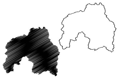 Landeck İlçesi (Avusturya Cumhuriyeti veya osterreich, Tyrol veya Tirol Eyaleti) harita vektör ilülasyonu, çizim Bezirk Landeck haritası