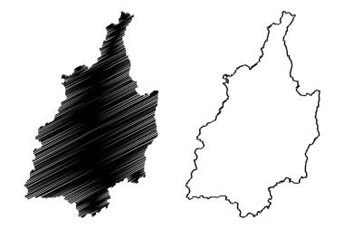 Leibnitz ilçesi (Avusturya Cumhuriyeti veya osterreich, Styria, Steiermark veya tajerska devlet) harita vektör çizimi, karalama çizimi Bezirk Leibnitz haritası