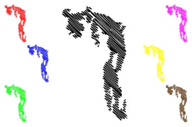 Lake Winnipegosis (Canada, North America) map vector illustration, scribble sketch Lake Winipigoos or Winipigis map