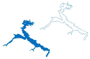 Hanabanilla Baraj Gölü (Küba Cumhuriyeti) harita vektör illüstrasyonu, çizim Presa Hanabanilla haritası