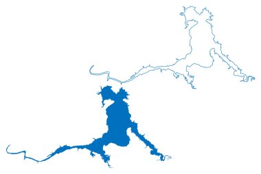 Angostura Dam Lake (United Mexican States, Mexico) map vector illustration, scribble sketch Reservoir,Presa Belisario Dominguez map