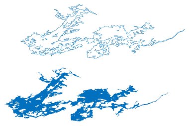 Robert-Bourassa Lake (Canada, Quebec) map vector illustration, scribble sketch Reservoir La Grande Riviere Dam map