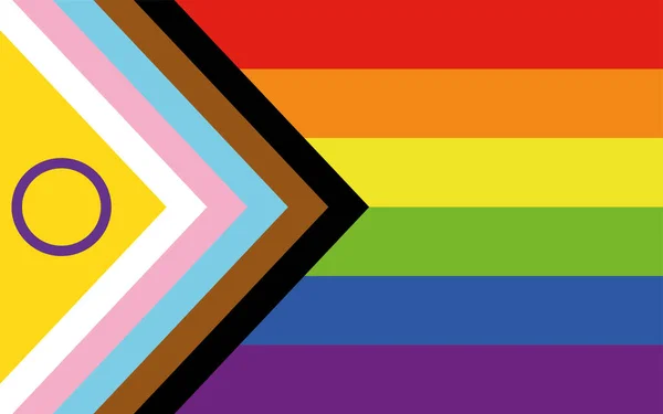 New Updated Intersex Inclusive Progress Pride Flag Flag Lgbt Lgbtqia ภาพประกอบสต็อก