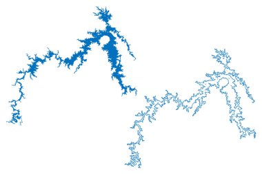 Serra da Mesa Gölü (Brezilya Federatif Cumhuriyeti) harita vektör illüstrasyonu, çizim çizimi Sao Felix baraj haritası