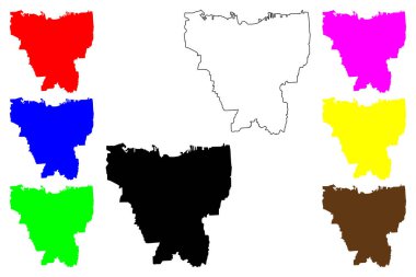 Jakarta şehri (Endonezya Cumhuriyeti) harita vektör illüstrasyonu, karalama çizimi Daerah Khusus Ibukota, Özel Başkent Jakarta, DKI haritası