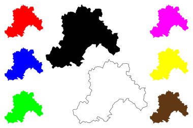Delhi (Hindistan Cumhuriyeti) harita vektör illüstrasyonu, çizim Dilli haritası