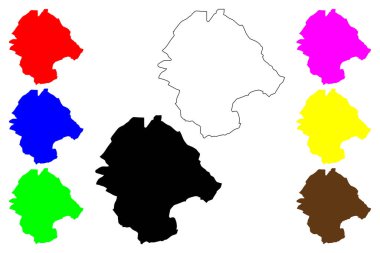 Yeni Delhi (Hindistan Cumhuriyeti) harita vektör illüstrasyonu, karalama çizimi Nai Dilli harita