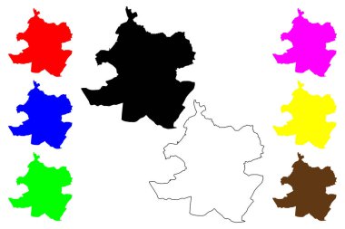 Madrid başkenti (İspanya Krallığı) harita vektör illüstrasyonu, çizim Madrid haritası