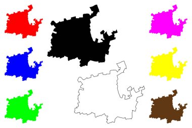 Tshwane şehri (Güney Afrika Cumhuriyeti) harita vektör illüstrasyonu, çizim şehri Tshwane Büyükşehir haritası