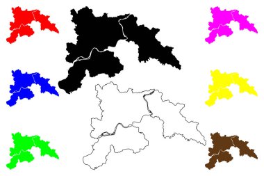 Pyongyang şehri (Kore Demokratik Halk Cumhuriyeti, DPRK, Kuzey Kore) harita vektör ilülasyonu, karalama Pyongyang doğrudan yönetilen şehir haritası