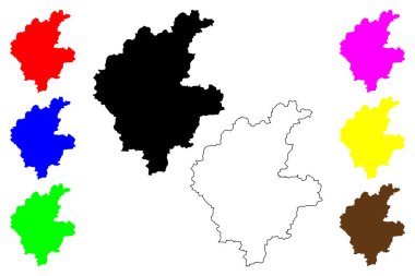 Linyi şehri (Çin Halk Cumhuriyeti, PRC) harita vektör illüstrasyonu, çizim Lini ilçe şehir haritası