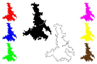 Brisbane şehri (Avustralya Cumhuriyeti, Queensland) harita vektör illüstrasyonu, çizim anlamlı haritası