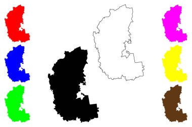 Daqing Şehri (Çin Halk Cumhuriyeti, PRC) harita vektör illüstrasyonu, çizim çizimi Taching ilçe haritası