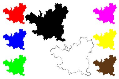 Zunyi şehri (Çin Halk Cumhuriyeti, PRC) harita vektör çizimi, karalama çizimi tsunyi, Tsun-i ilçe şehir haritası
