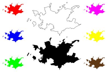 Montevideo şehri (Uruguay Cumhuriyeti, Uruguay Cumhuriyeti) harita vektör çizimi, karalama çizimi Ciudad de San Felipe y Santiago de Montevideo haritası