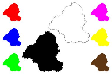 Heze Şehri (Çin Halk Cumhuriyeti, PRC) harita vektör illüstrasyonu, çizim Caozhou veya Hotseh il-düzeyindeki şehir haritası