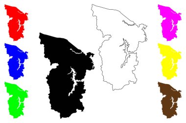 Huainan şehri (Çin Halk Cumhuriyeti, PRC) harita vektör illüstrasyonu, çizim Hwainan ilçe şehir haritası