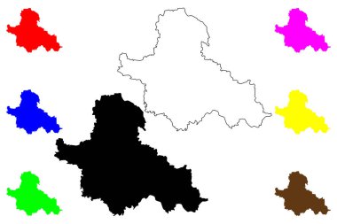 Fuyang şehri (Çin Halk Cumhuriyeti, PRC) harita vektör illüstrasyonu, karalama eşkali Fuyang ilçe şehir haritası