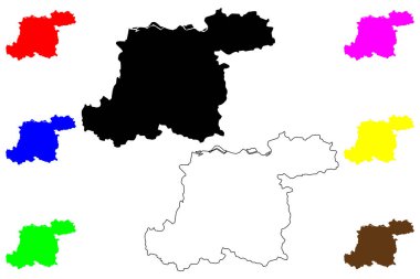 Kaifeng şehri (Çin Halk Cumhuriyeti, PRC) harita vektör illüstrasyonu, karalama çizimi Kaifeng ilçe şehir haritası