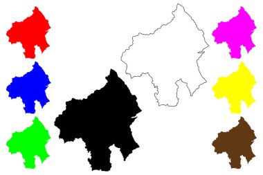 Chifeng Şehri (Çin Halk Cumhuriyeti, PRC) harita vektör illüstrasyonu, çizim Ulanhad ilçe şehir haritası