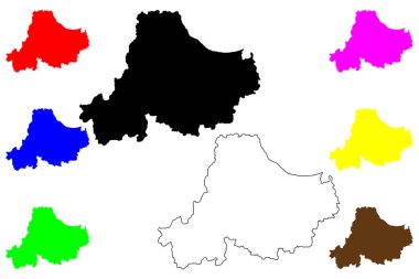 Huzhou şehri (Çin Halk Cumhuriyeti, PRC) harita vektör illüstrasyonu, karalama taslağı Huchow ilçe şehir haritası